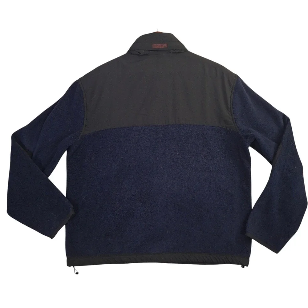 Polo Ralph Lauren Mens Fleece Jacket Navy Black Colorblock Full Zip Large